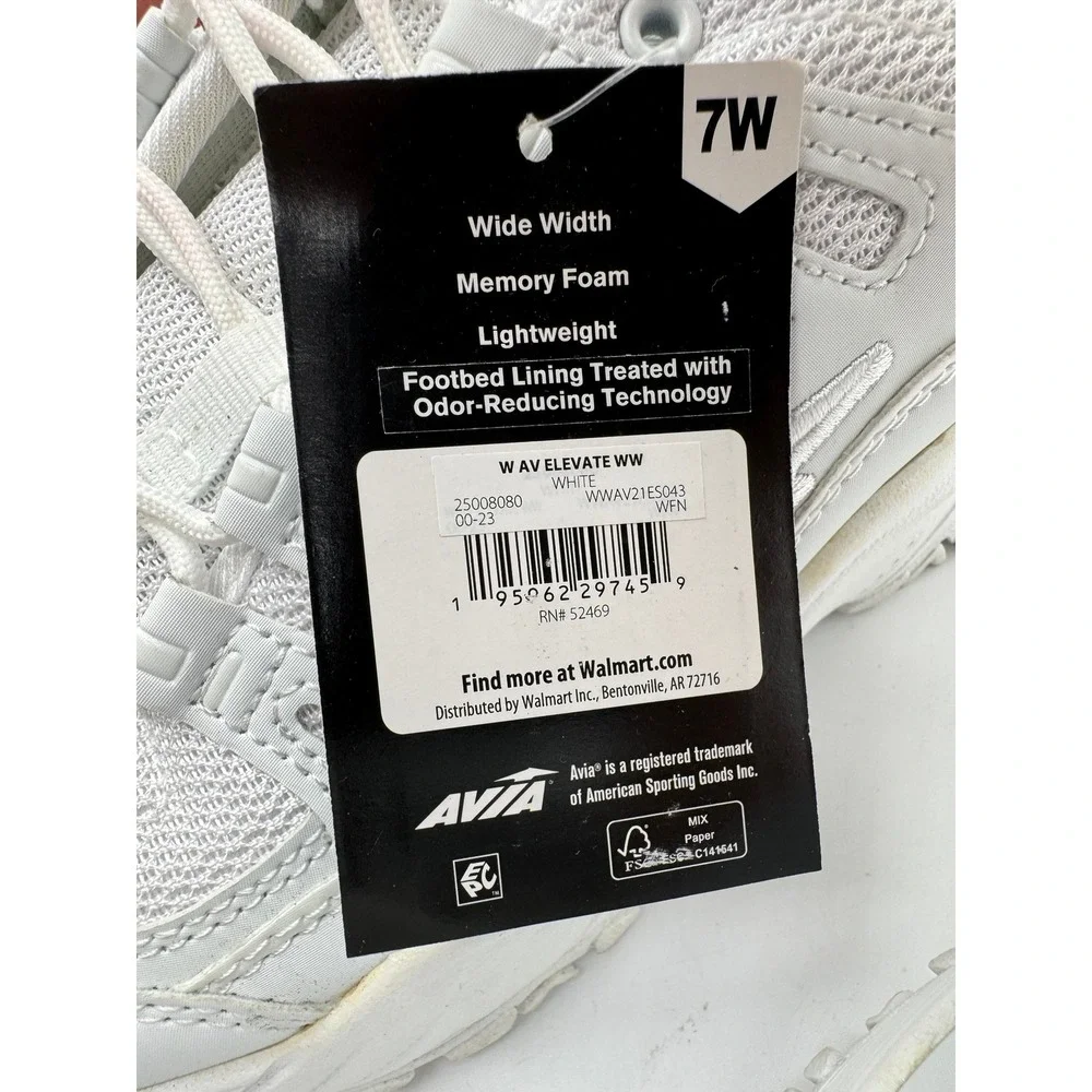 Avia Elevate Women's US 7 Wide White Memory Foam Walking Athletic Shoes NWT